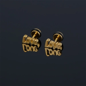 316 Stainless Steel Love Letter Stud Earrings For Men Women Punk Street Style Gold Silver Black Hip Hop Jewelry