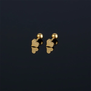 Stainless Steel Heart Stud Earrings For Women Elegant Screw Back Barbell Piercing Jewelry Minimalist Gold Silver Black Earring