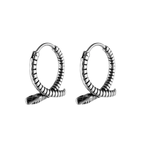 Vintage stainless steel snake hoop earrings with retro dark punk aesthetic for men