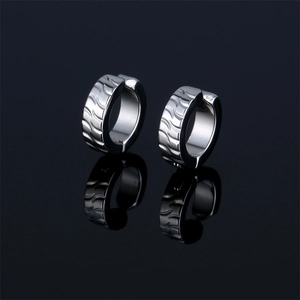 Polished S925 sterling silver hoop clip earrings featuring unique wave texture design
