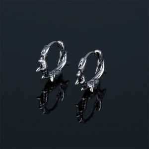 Punk Gothic Stainless Steel Thorn Hoop Earrings For Men Women Hip Hop Spiky Circle Ear Buckle Silver Personality Jewelry