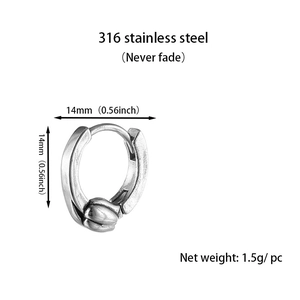 Boucle d'oreille créole 14mm en acier inoxydable 316 avec breloque bouton de tulipe