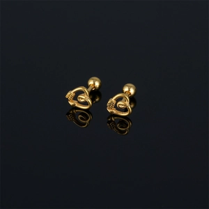 Stainless Steel Heart Cupid Arrow Stud Earrings For Men Women Unisex Screw Back Wrap Heart Ear Bone Stud Single Piece Jewelry