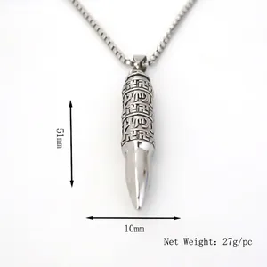 Pendentif balle religieux en acier inoxydable avec gravure sanskrite et dimensions