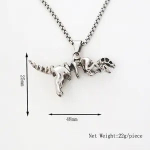 Vintage Silber Dino-Skelett-Halskette mit 48mm Anhänger und 22g Nettogewicht