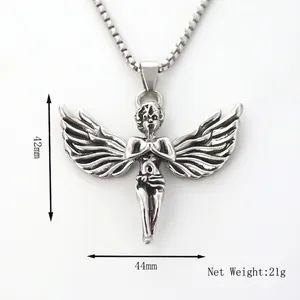 Modieuze engel hanger ketting in vintage zilveren afwerking voor een trendy streetwear look