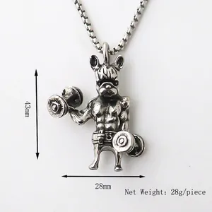 Colgante de bulldog fitness estilo hip hop vintage en acero para hombre y mujer