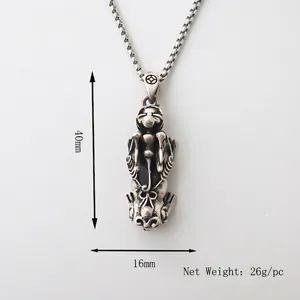 Retro Pixiu mythical beast pendant with square link chain for vintage style jewelry