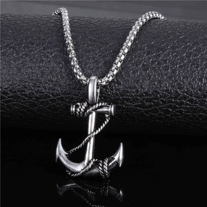 Vintage Anchor Pendant Necklace For Men Women Retro Silver Color Nautical Alloy Pendants Box Chain Jewelry Necklaces Accessory