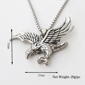 Collier avec pendentif aigle en acier inoxydable aux ailes déployées, 53mm