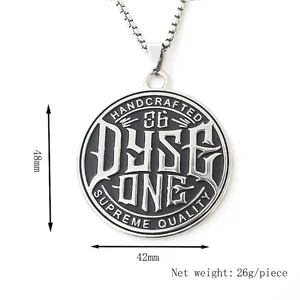 Men's retro hip hop style geometric round pendant necklace with square box chain jewelry