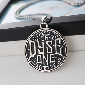 Streetwear silver round pendant necklace with Dyse One handcrafted hip hop design