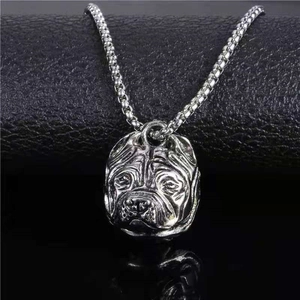 Retro Hip Hop Bulldog Head Pendant Necklace Alloy Electroplated Antiqued Animal Dog Neck Jewelry For Men Women Unisex Accessory