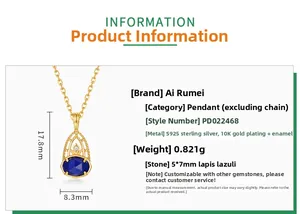 Detail specifications of 925 sterling silver necklace with blue lapis lazuli stone