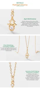 Dettaglio della collana in argento S925 placcata oro 18K con ciondolo in zircone