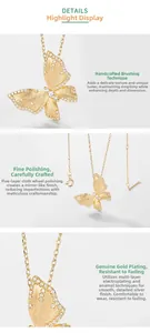 Macro detail of butterfly pendant with brushed metal texture and inlaid zircons