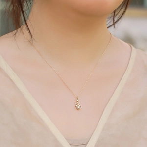 Elegante collana in argento S925 con pendente a stella in zircone su catena dorata