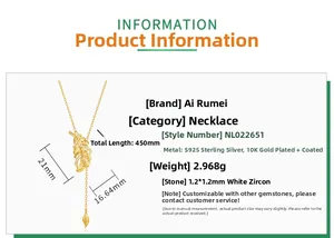 S925 sterling silver leaf necklace dimensions and technical specifications infographic