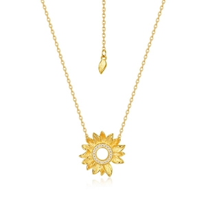 Collana con ciondolo a girasole in argento S925 dorato e zirconi incastonati