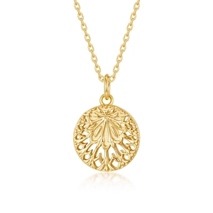 Elegant gold hollow leaf pendant necklace made of S925 silver for women