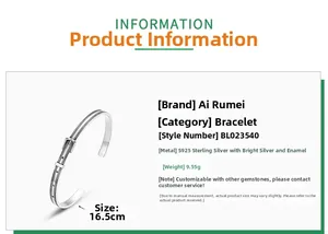 Detailed specification of S925 sterling silver belt buckle bangle weighing 9.55g and 16.5cm
