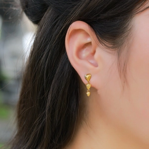 Handcrafted brushed S925 silver tassel earrings in gold finish with a sparkling zircon accent