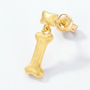 Orecchini pendenti a forma di osso in oro spazzolato S925 argento con finitura opaca