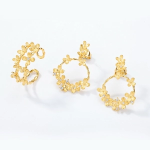 Ensemble de boucles d'oreilles fleurs osmanthus en argent S925 et finition or mat