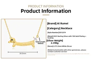 Détails du pendentif teckel en argent S925 avec une texture dorée brossée et paramètres