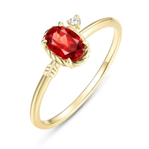 Bague luxueuse en argent S925 avec grenat rouge et motif flèche de Cupidon doré