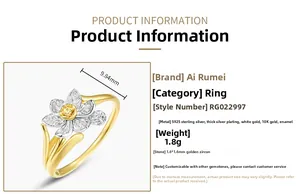 Détail macro de la bague narcisse en argent S925 avec texture brossée et zircon jaune