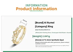 Détail d'une bague en argent S925 avec opale synthétique et pierres scintillantes