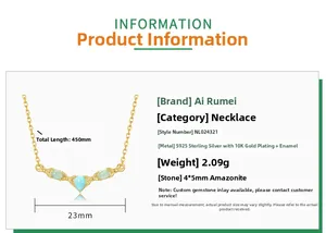 Detailed specs of S925 sterling silver V-shape necklace with 4x5mm Amazonite gemstone