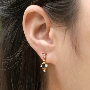 Boucles d'oreilles luxe en argent S925 plaqué or avec gemme bleu Londres et diamants