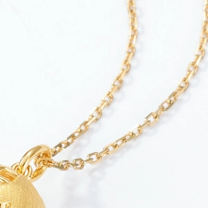 Minimalist S925 sterling silver globe pendant necklace with brushed gold finish