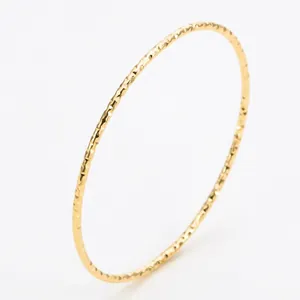 Minimalist Titanium Steel Slim Bangle For Women 18K Gold Plated Diamond Cut Geometric Non-fading Elegant Hand Bracelet Jewelry