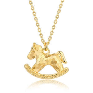 Exquise chaîne avec pendentif cheval à bascule en argent S925 finition or brillant élégant