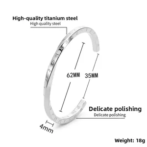 Detailed view of Viking steel cuff with engraved Roman numerals and dimensions