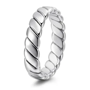 Titanium Steel Twisted Rope Ring Minimalist Geometric Band For Men Women Gold Silver Black Rose Gold Fashion Finger Ring