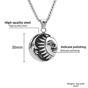 Detailed size and weight specs of the 30mm sun and moon titanium steel pendant