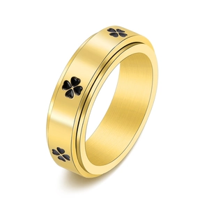 Edelstahl Drehbarer Anti Angst Ring Für Damen Kleeblatt Muster Spinner Band Minimalistisch Gold Roségold Mode Schmuck Geschenk