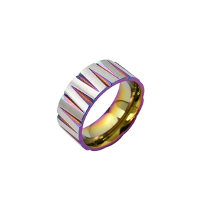 Bague Hip Hop en Acier au Titane Irrégulière Conique Hommes Brossé Noir Or Arc-en-ciel Géométrique Style Industriel Bijoux
