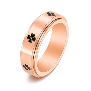Drehbarer Kleeblatt-Ring aus 18K Gold gegen Angstzustände mit gebürstetem Finish