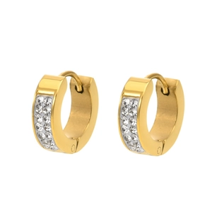 Boucles d'oreilles minimalistes plaquées or 18K en titane avec double rangée de diamants