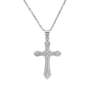Vintage Baroque Carved Cross Pendant Necklace For Women Stainless Steel Gold Silver Plated Clavicle Chain Religious Jewelry
