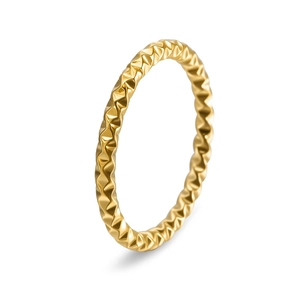 Minimalist 18K gold plated 2mm twisted thread titanium steel ring for women in gold finish