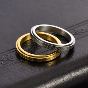 Bagues rotatives 3mm motif damier en or 18 carats et argent pour hommes et femmes
