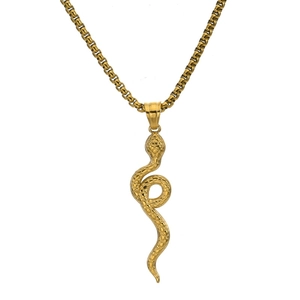Collana punk con pendente a serpente dorato e catena box testurizzata per stile gotico