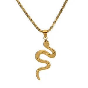 Collana con Ciondolo a Forma di Serpente in Acciaio Inossidabile Punk per Uomo Gioielli a Forma di Animale Gotico Oro Argento