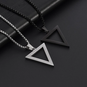 Minimalist stainless steel triangle pendant necklaces with durable square box chains